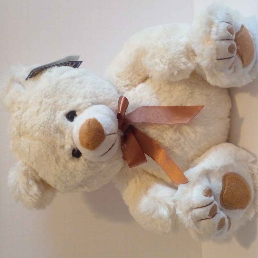 KELLYTOY ORIGINAL teddy bear, off white and brown w tags. EUC.